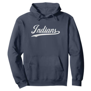 Retro Script Indians Hoodie Vintage Team Name TS10 Navy Print Your Wear