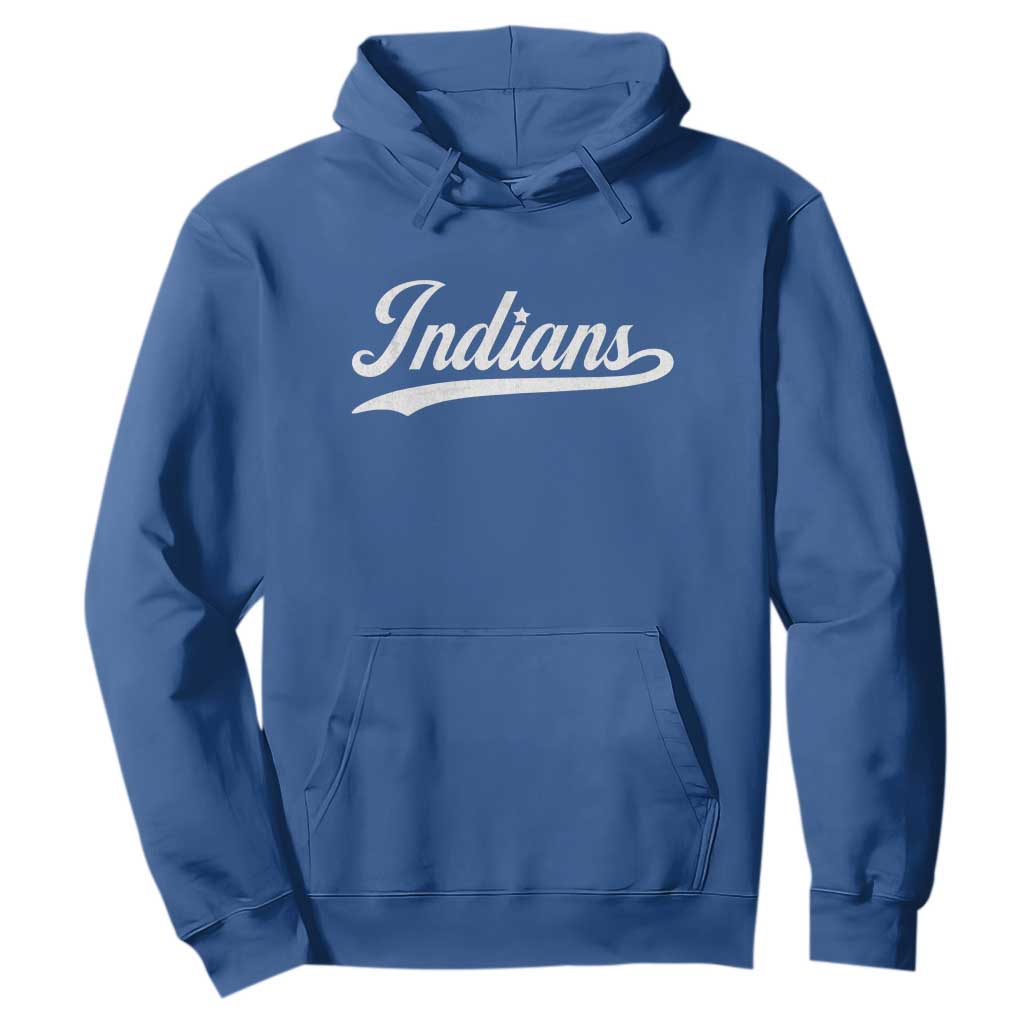 Retro Script Indians Hoodie Vintage Sports Team Name TS10 Royal Blue Print Your Wear