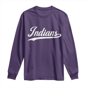 Retro Script Indians Long Sleeve Shirt Vintage Sports Team Name TS10 Purple Print Your Wear