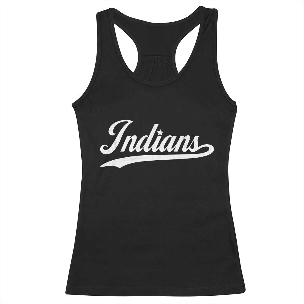 Retro Script Indians Racerback Tank Top Vintage Team Name TS10 Black Print Your Wear