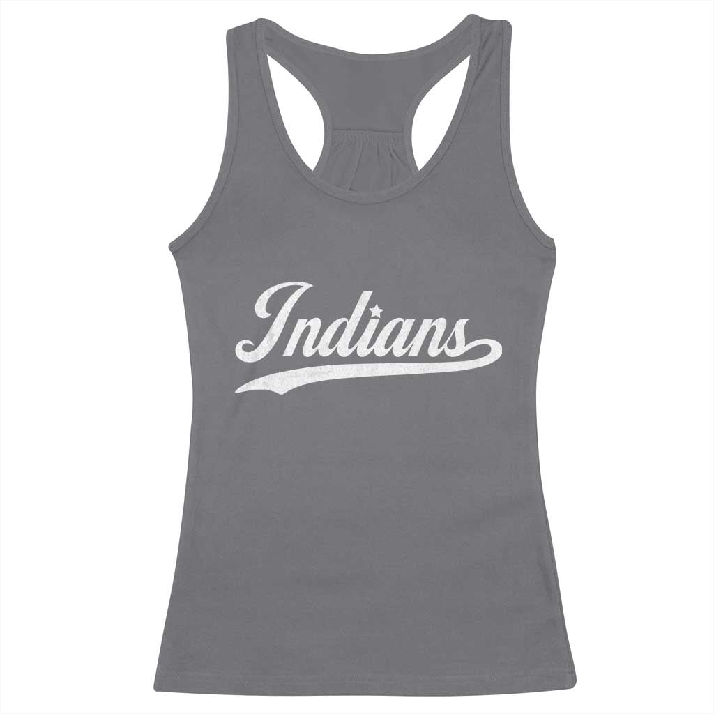 Retro Script Indians Racerback Tank Top Vintage Team Name TS10 Charcoal Print Your Wear