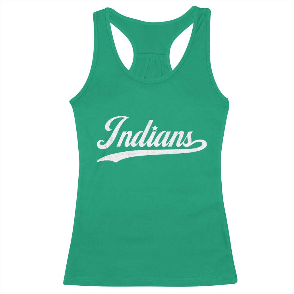 Retro Script Indians Racerback Tank Top Vintage Team Name TS10 Irish Green Print Your Wear