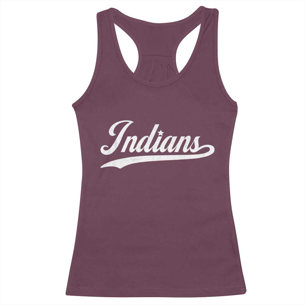Retro Script Indians Racerback Tank Top Vintage Team Name TS10 Maroon Print Your Wear