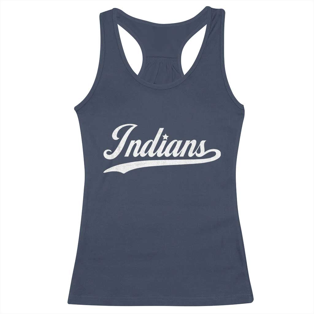 Retro Script Indians Racerback Tank Top Vintage Team Name TS10 Navy Print Your Wear