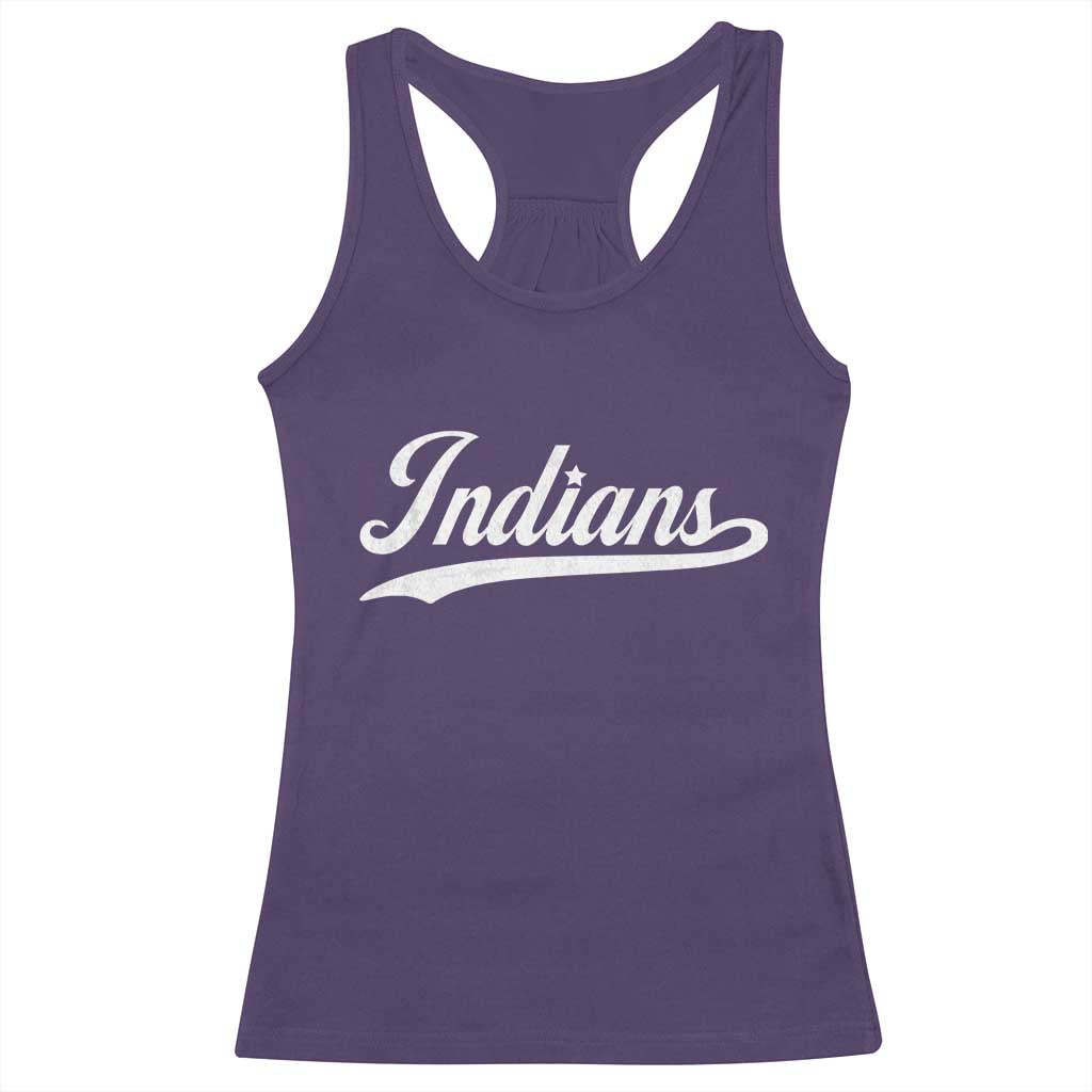 Retro Script Indians Racerback Tank Top Vintage Team Name TS10 Purple Print Your Wear