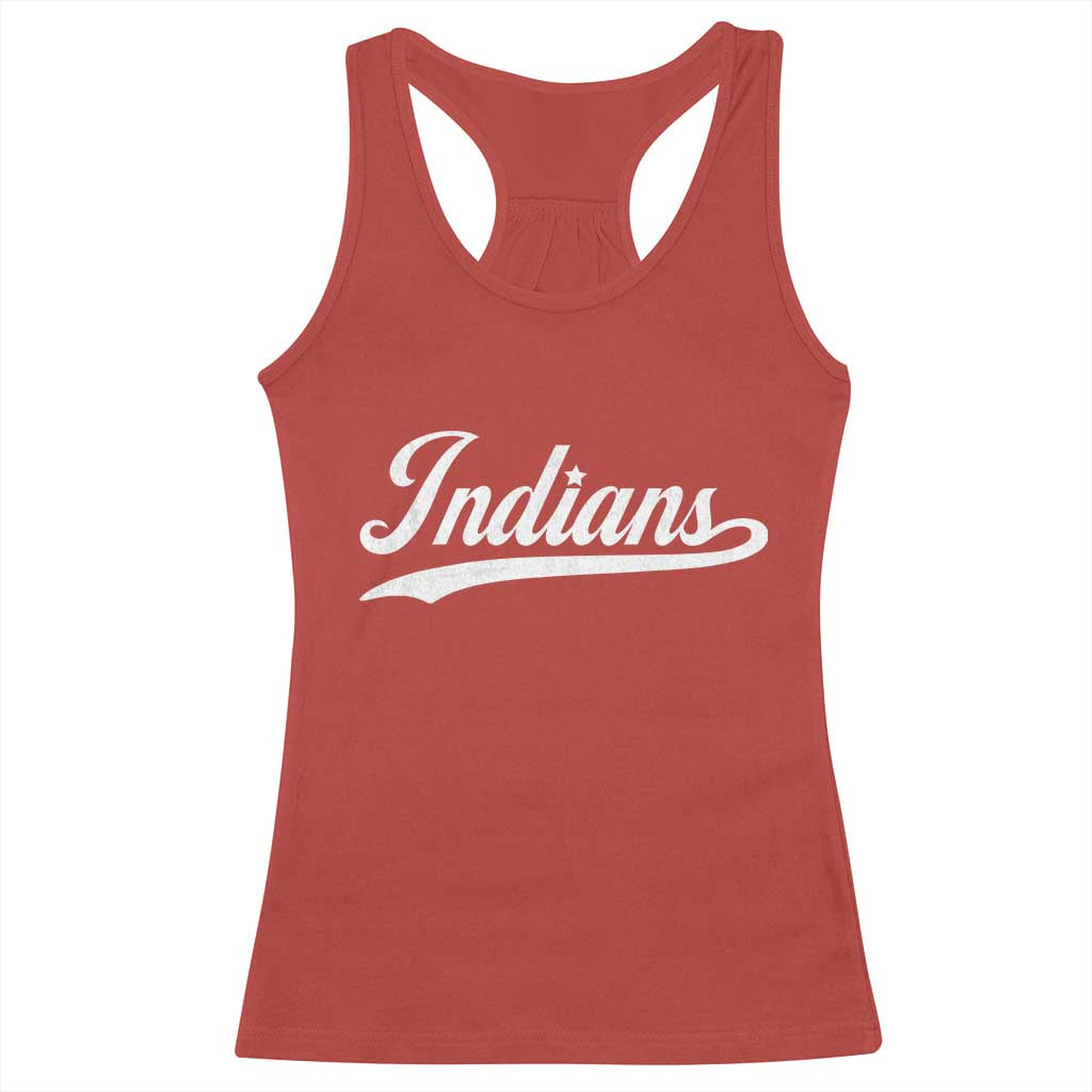 Retro Script Indians Racerback Tank Top Vintage Sports Team Name TS10 Red Print Your Wear