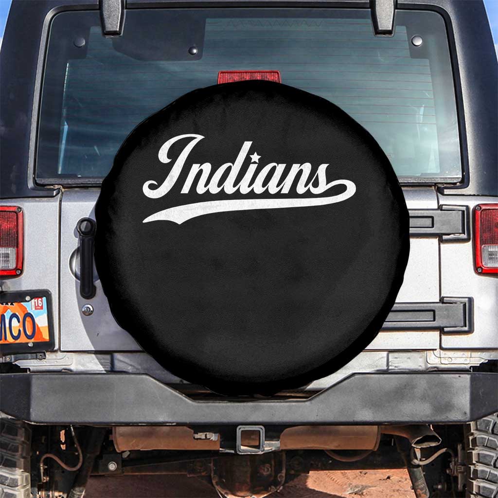 Retro Script Indians Spare Tire Cover Vintage Sports Team Name TS10 No hole Black Print Your Wear