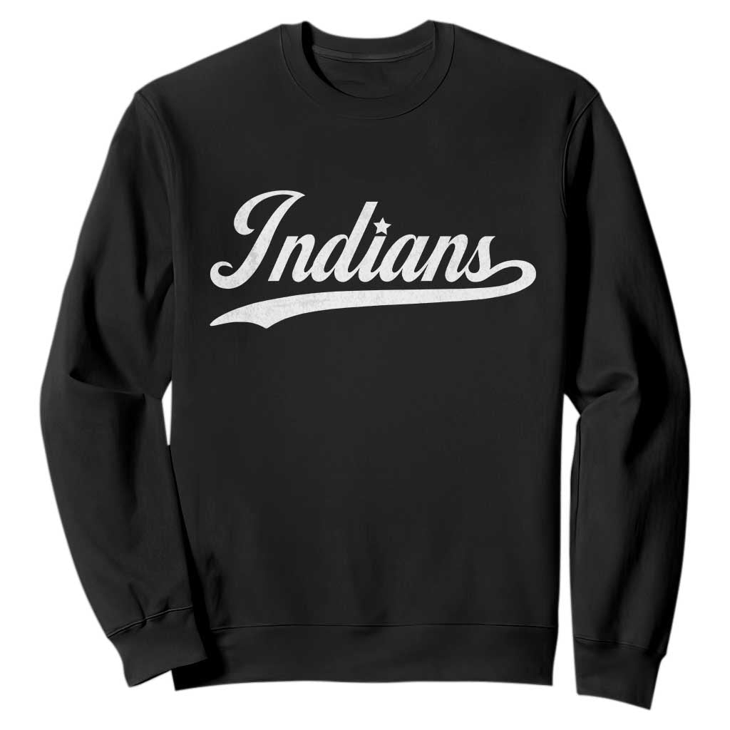 Retro Script Indians Sweatshirt Vintage Team Name TS10 Black Print Your Wear