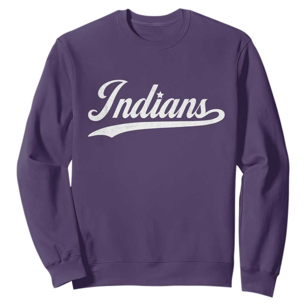Retro Script Indians Sweatshirt Vintage Sports Team Name TS10 Purple Print Your Wear