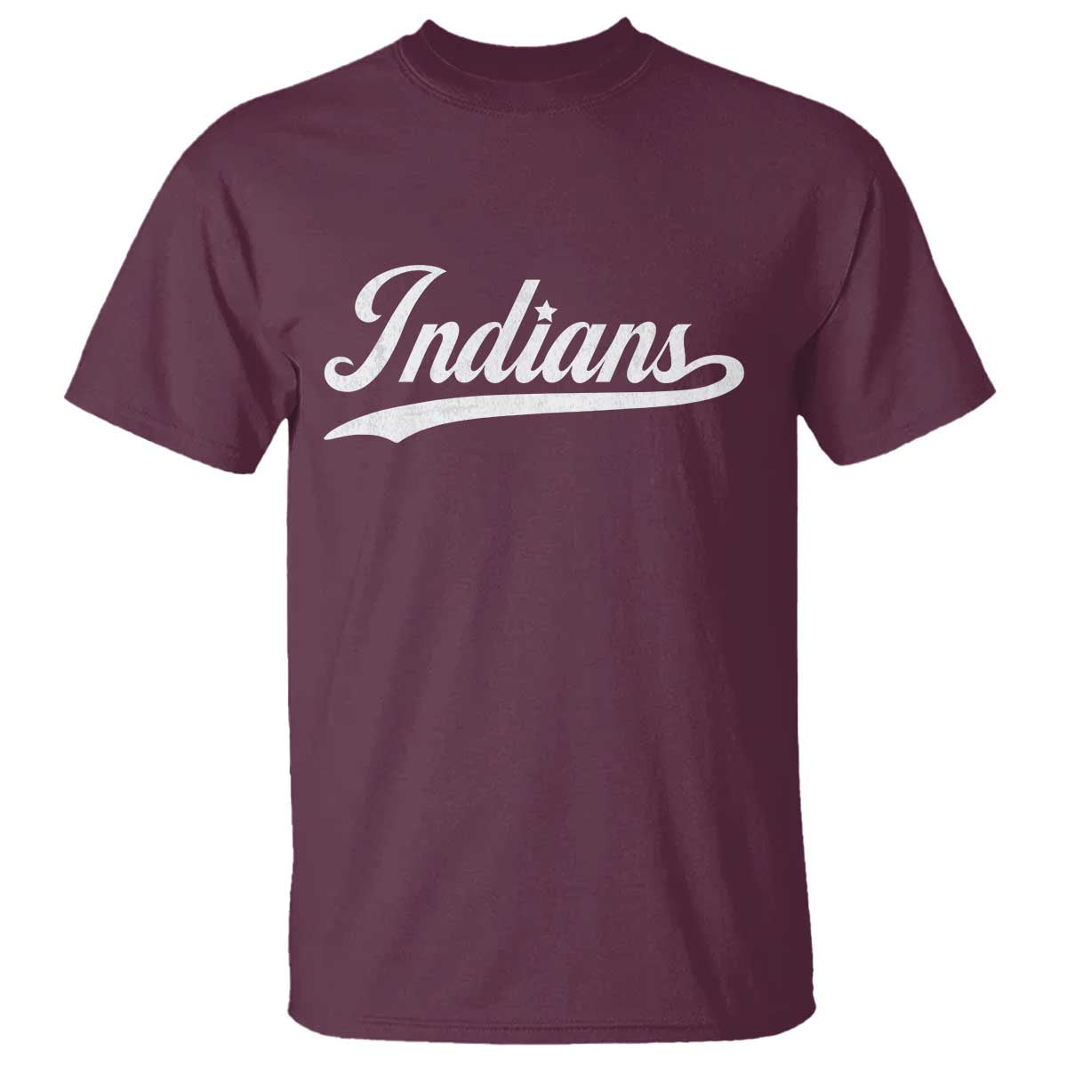 Retro Script Indians T Shirt Vintage Team Name TS10 Maroon Print Your Wear