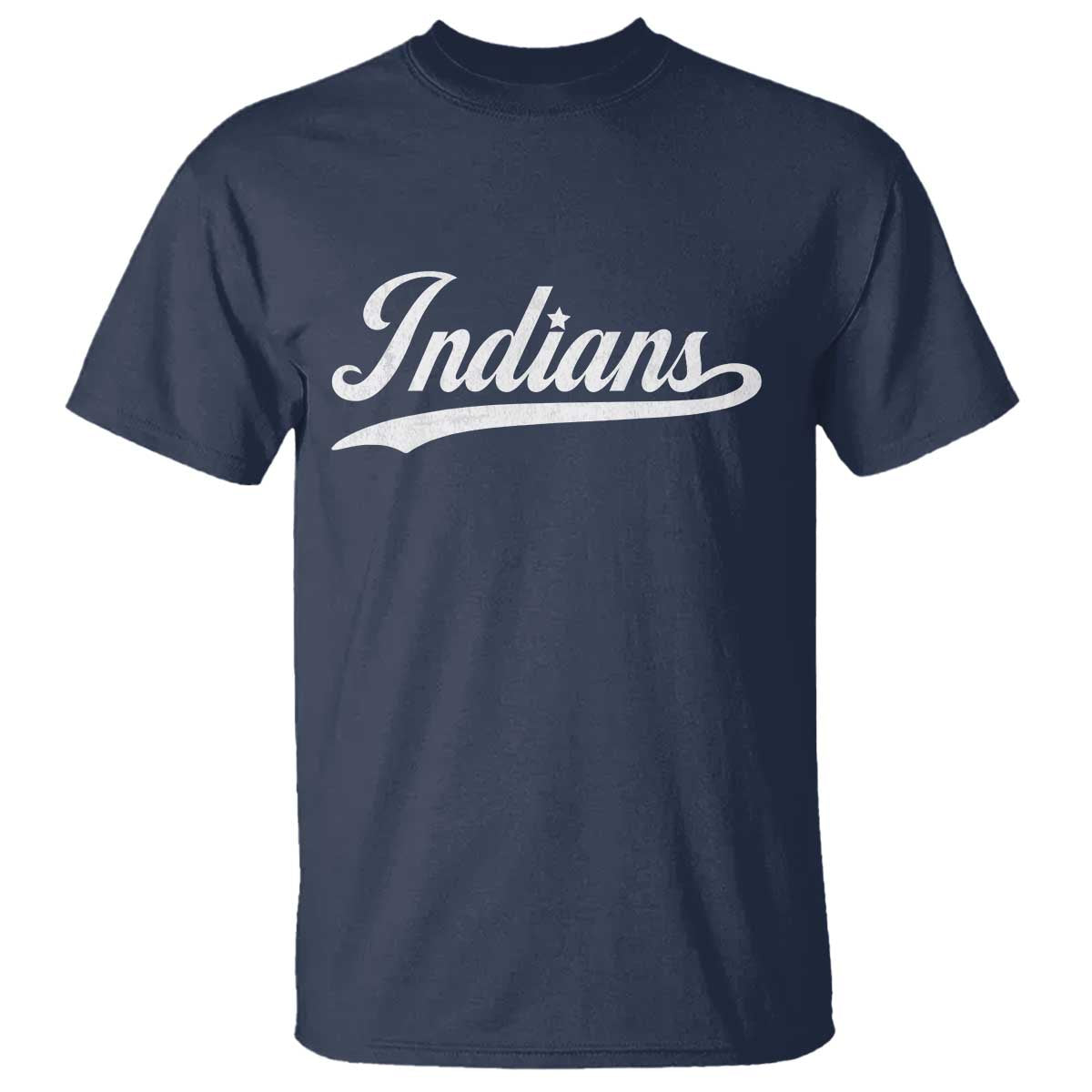 Retro Script Indians T Shirt Vintage Team Name TS10 Navy Print Your Wear