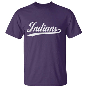 Retro Script Indians T Shirt Vintage Sports Team Name TS10 Purple Print Your Wear