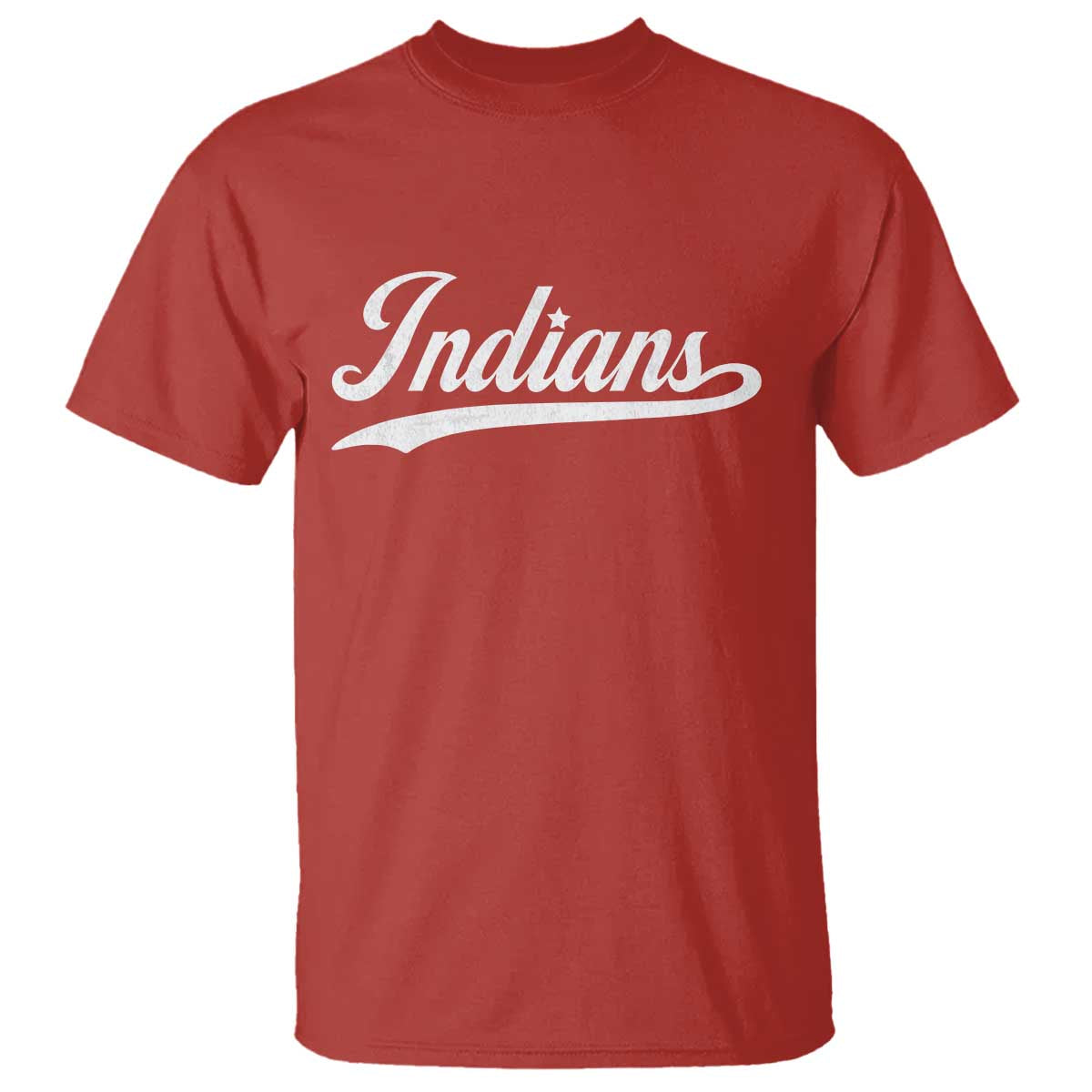 Retro Script Indians T Shirt Vintage Team Name TS10 Red Print Your Wear