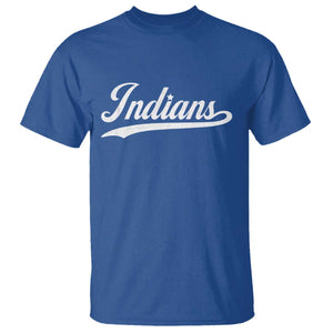 Retro Script Indians T Shirt Vintage Sports Team Name TS10 Royal Blue Print Your Wear