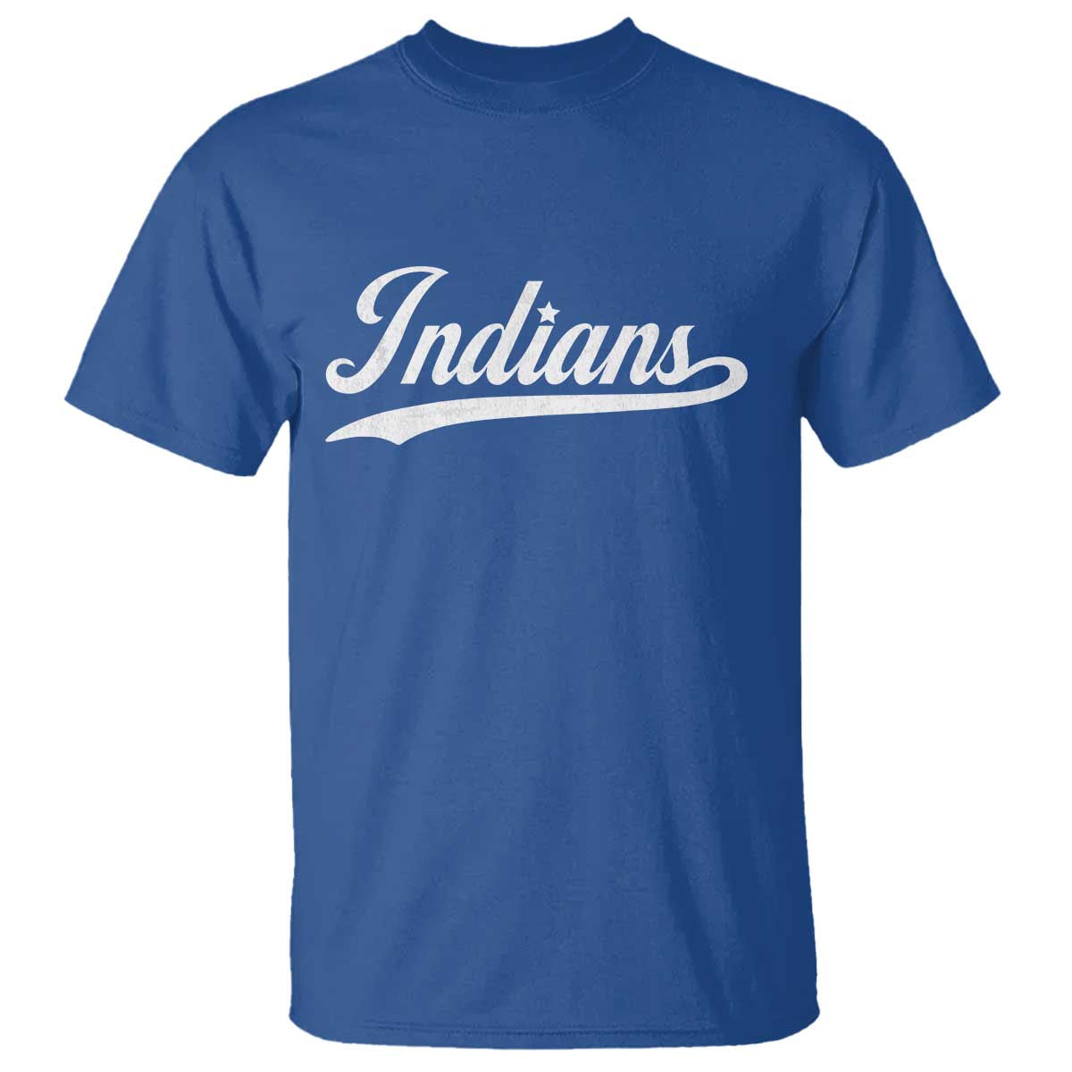 Retro Script Indians T Shirt Vintage Team Name TS10 Royal Blue Print Your Wear
