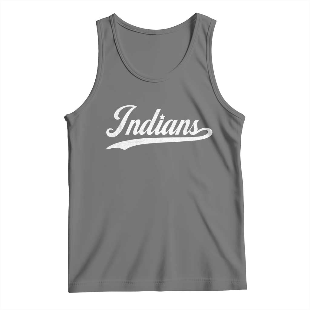 Retro Script Indians Tank Top Vintage Sports Team Name TS10 Black Heather Print Your Wear