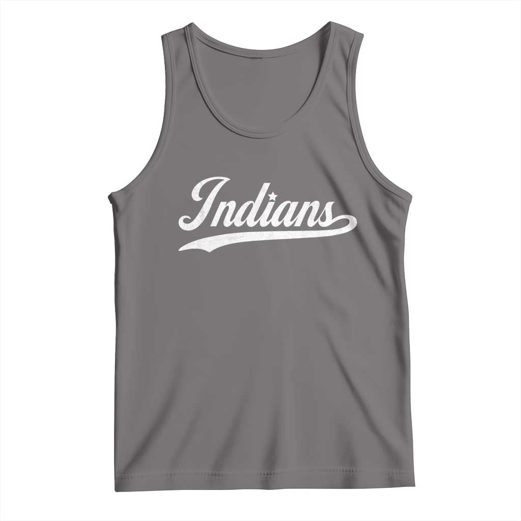 Retro Script Indians Tank Top Vintage Sports Team Name TS10 Deep Heather Print Your Wear