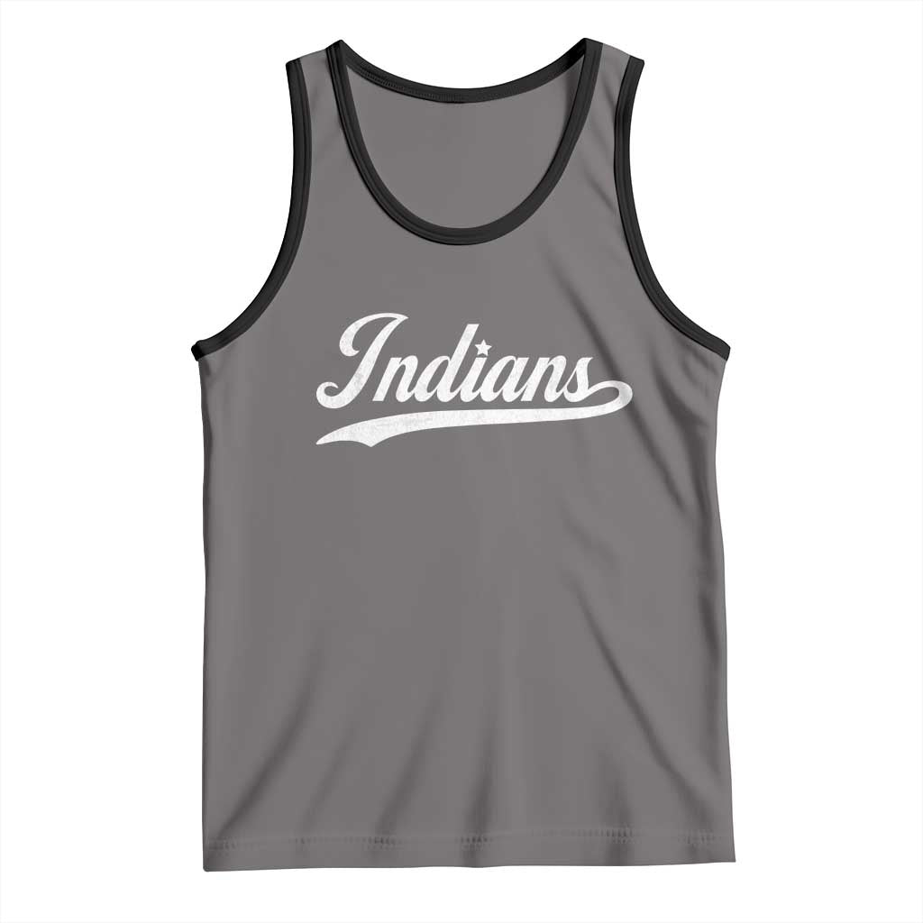 Retro Script Indians Tank Top Vintage Sports Team Name TS10 Deep Heather Black Print Your Wear
