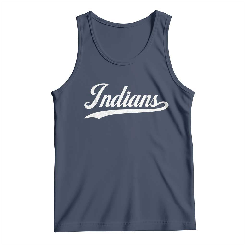 Retro Script Indians Tank Top Vintage Sports Team Name TS10 Navy Print Your Wear