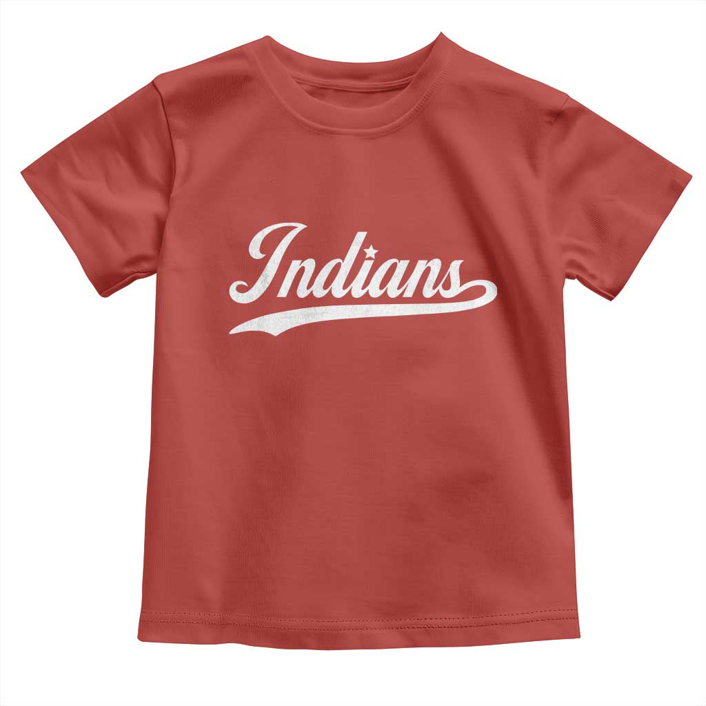 Retro Script Indians Toddler T Shirt Vintage Sports Team Name TS10 Red Print Your Wear