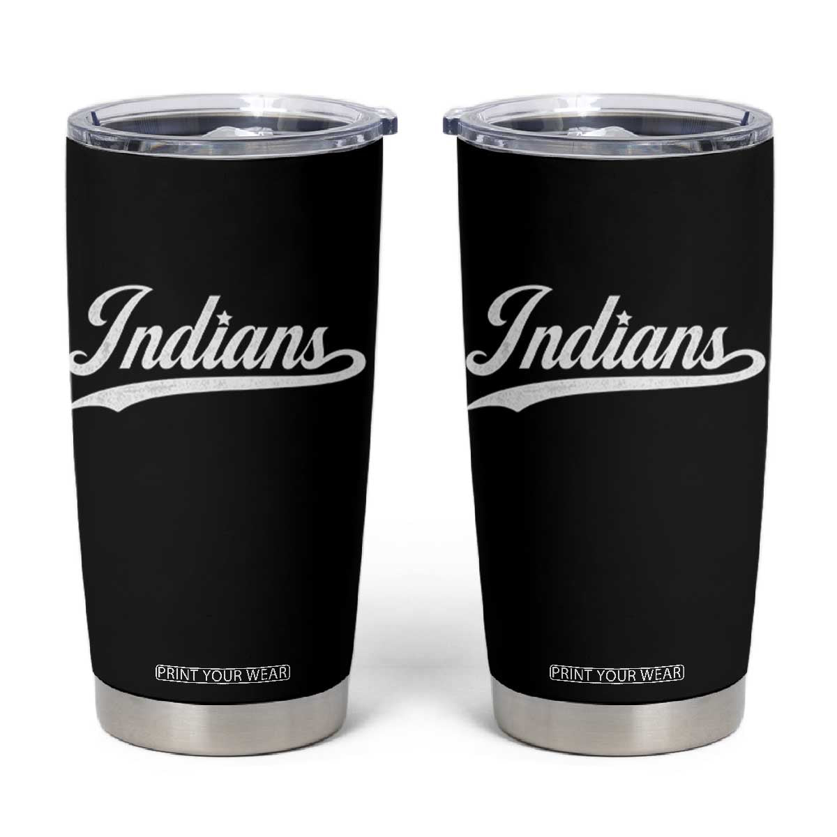 Retro Script Indians Tumbler Cup Vintage Sports Team Name TS10 Black Print Your Wear