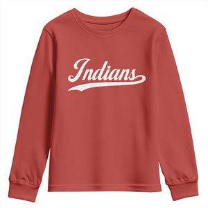 Retro Script Indians Youth Sweatshirt Vintage Team Name TS10 Red Print Your Wear