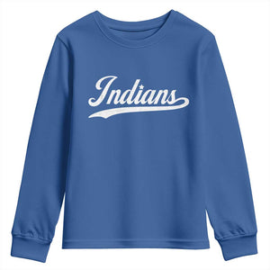 Retro Script Indians Youth Sweatshirt Vintage Team Name TS10 Royal Blue Print Your Wear
