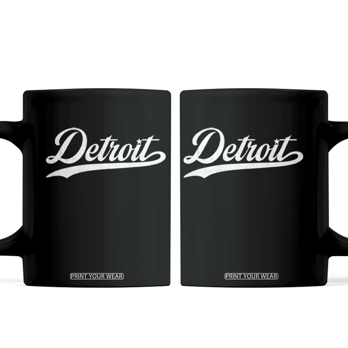 Retro Script Detroit Coffee Mug Vintage Sports Team Name TS10 Black Print Your Wear