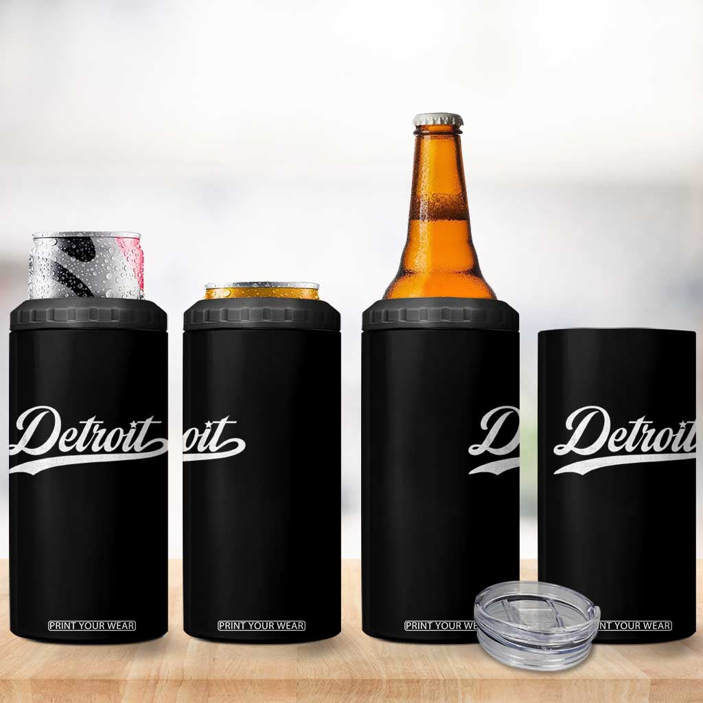 Retro Script Detroit 4 in 1 Can Cooler Tumbler Vintage Sports Team Name TS10 Print Your Wear