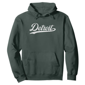 Retro Script Detroit Hoodie Vintage Team Name TS10 Dark Forest Green Print Your Wear