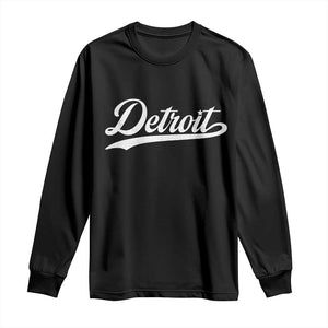Retro Script Detroit Long Sleeve Shirt Vintage Team Name TS10 Black Print Your Wear