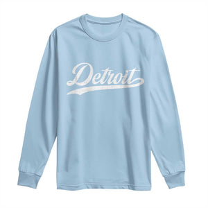 Retro Script Detroit Long Sleeve Shirt Vintage Team Name TS10 Light Blue Print Your Wear