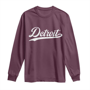 Retro Script Detroit Long Sleeve Shirt Vintage Team Name TS10 Maroon Print Your Wear