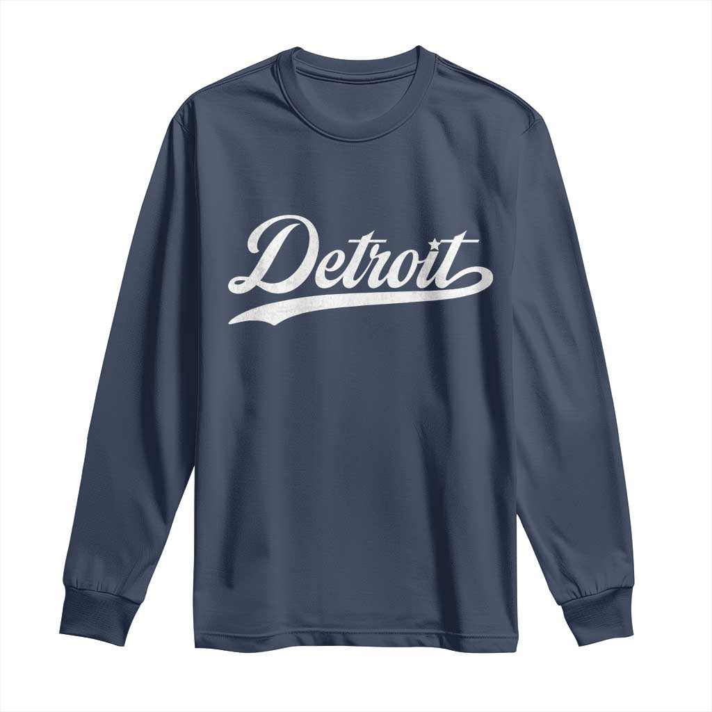 Retro Script DFL Long Sleeve Shirt Vintage Sports Team Name LF TS10 Navy Print Your Wear