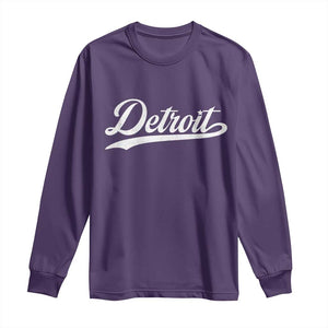 Retro Script Detroit Long Sleeve Shirt Vintage Team Name TS10 Purple Print Your Wear