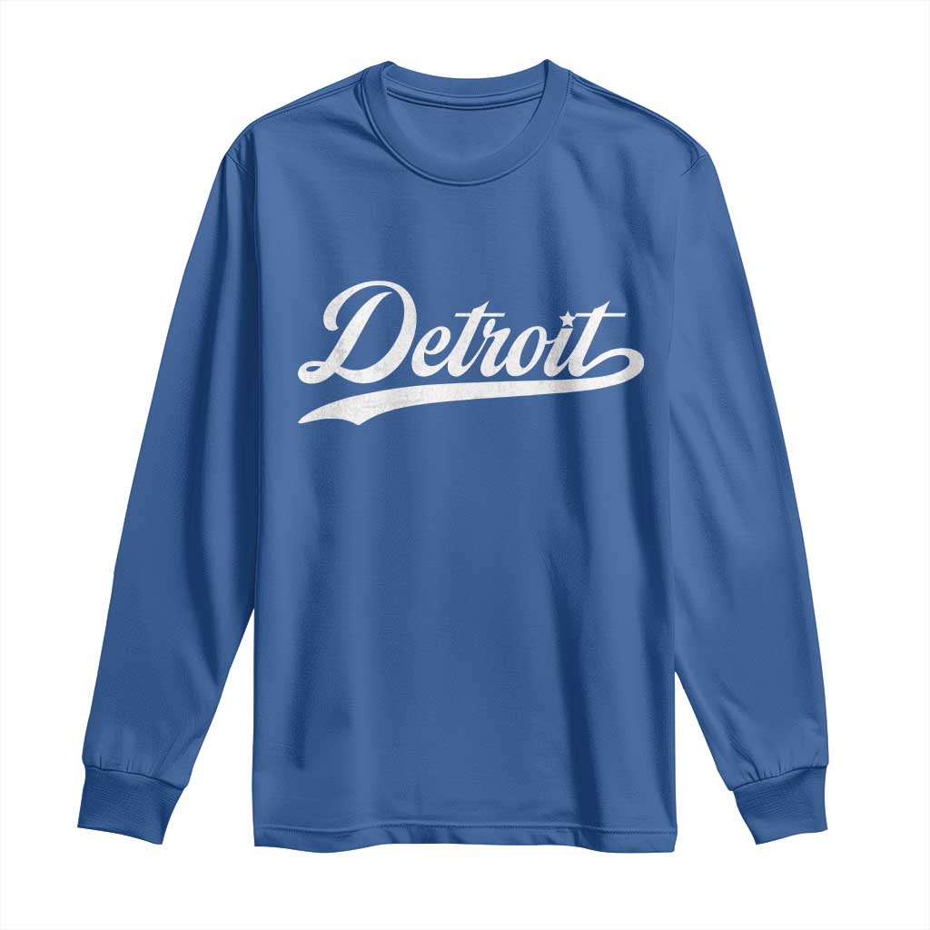 Retro Script Detroit Long Sleeve Shirt Vintage Team Name TS10 Royal Blue Print Your Wear
