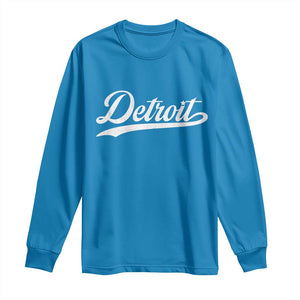 Retro Script Detroit Long Sleeve Shirt Vintage Team Name TS10 Sapphire Print Your Wear