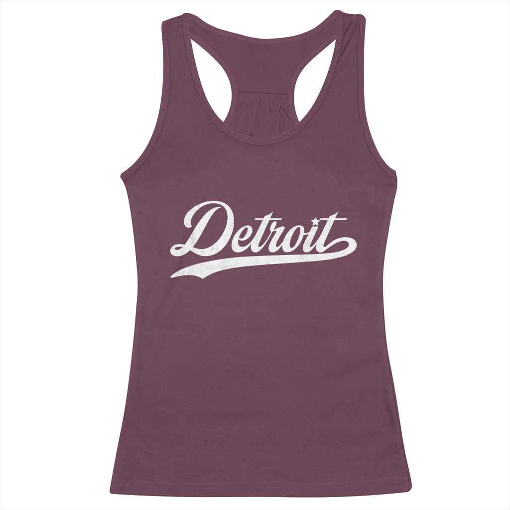 Retro Script Detroit Racerback Tank Top Vintage Team Name TS10 Maroon Print Your Wear