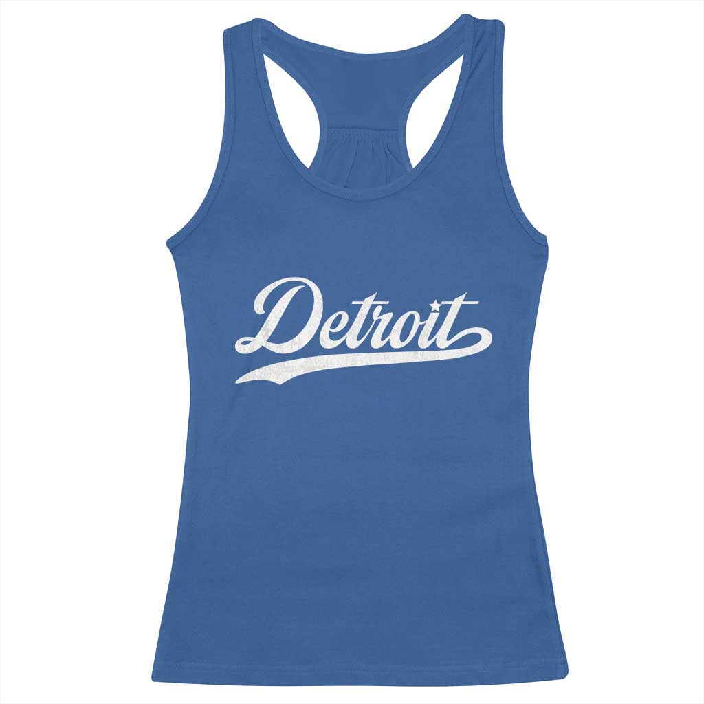 Retro Script Detroit Racerback Tank Top Vintage Team Name TS10 Royal Blue Print Your Wear