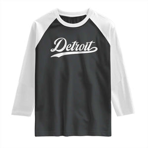 Retro Script Detroit Raglan Shirt Vintage Sports Team Name TS10 Black White Print Your Wear
