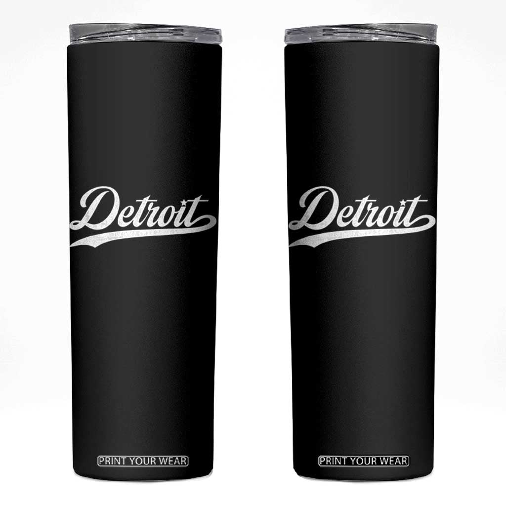 Retro Script Detroit Skinny Tumbler Vintage Sports Team Name TS10 Black Print Your Wear