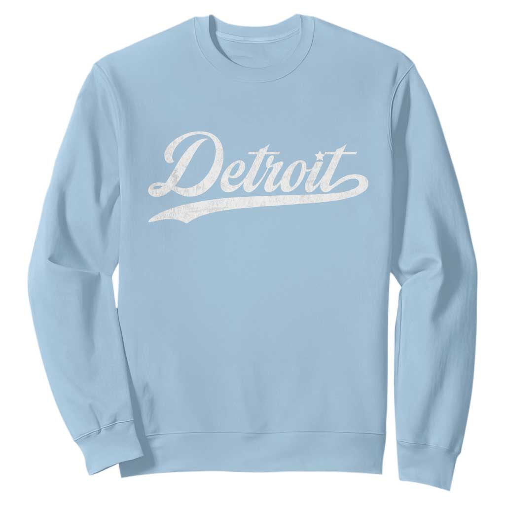 Retro Script Detroit Sweatshirt Vintage Team Name TS10 Light Blue Print Your Wear