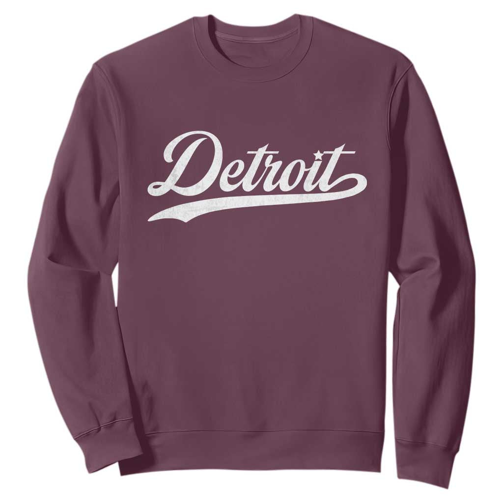 Retro Script Detroit Sweatshirt Vintage Team Name TS10 Maroon Print Your Wear