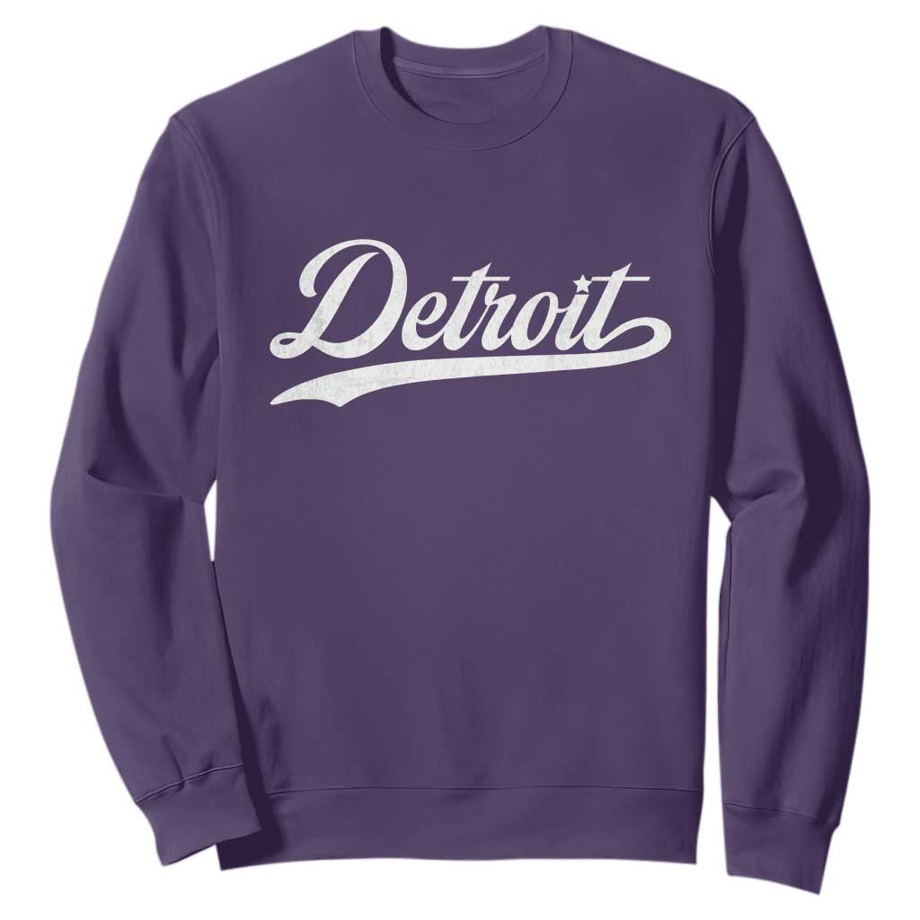 Retro Script Detroit Sweatshirt Vintage Team Name TS10 Purple Print Your Wear