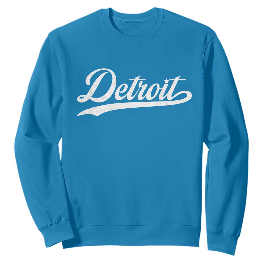 Retro Script Detroit Sweatshirt Vintage Team Name TS10 Sapphire Print Your Wear