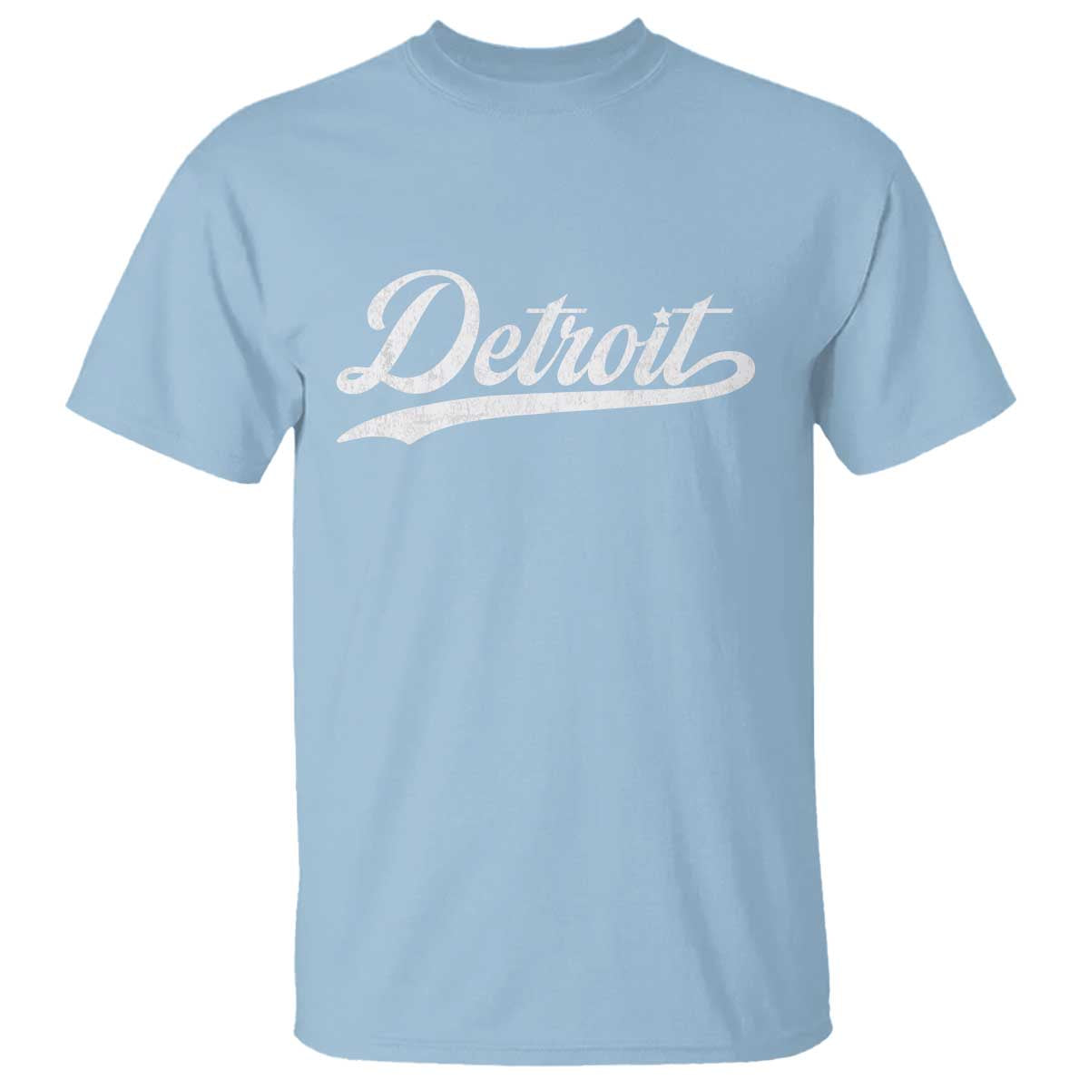 Retro Script Detroit T Shirt Vintage Team Name TS10 Light Blue Print Your Wear