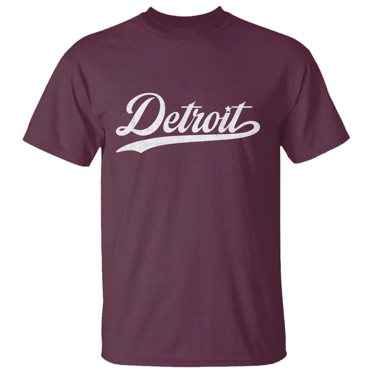 Retro Script Detroit T Shirt Vintage Team Name TS10 Maroon Print Your Wear