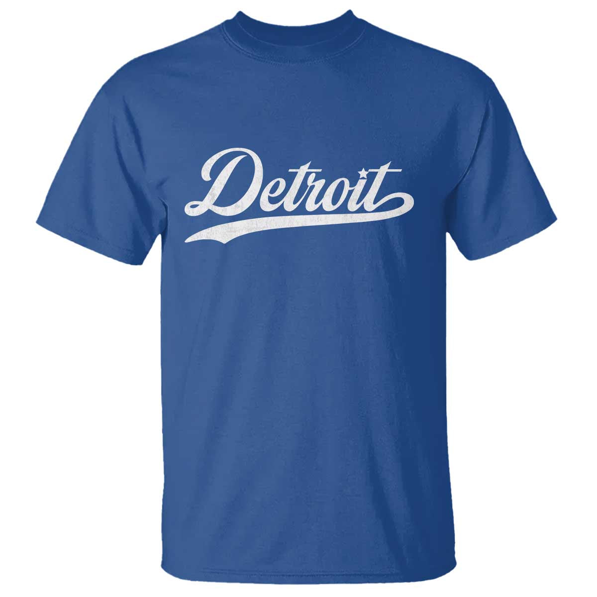 Retro Script Detroit T Shirt Vintage Team Name TS10 Royal Blue Print Your Wear