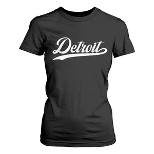 Retro Script Detroit T Shirt For Women Vintage Team Name TS10 Black Print Your Wear