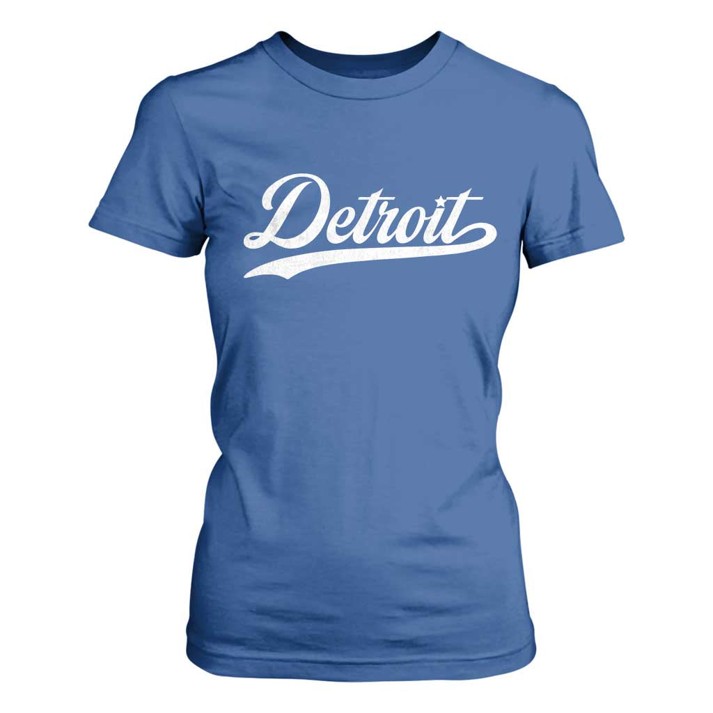 Retro Script Detroit T Shirt For Women Vintage Team Name TS10 Royal Blue Print Your Wear